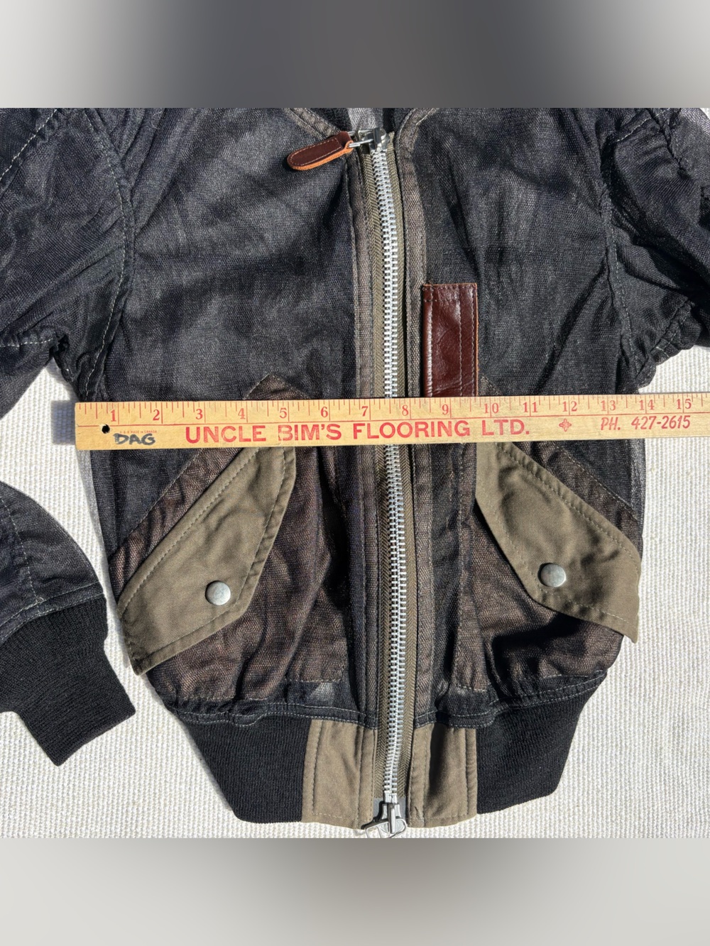 Junya Watanabe for Comme des Garcons Black & Olive Tulle Bomber Jacket - Picture 12 of 14